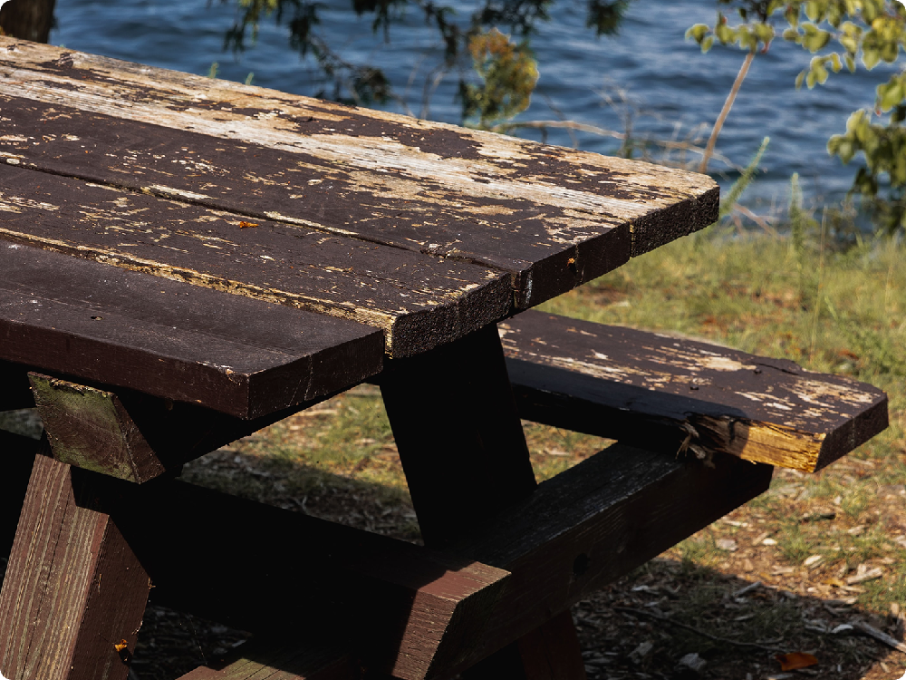 Cleaning and maintaining a commercial wooden picnic table